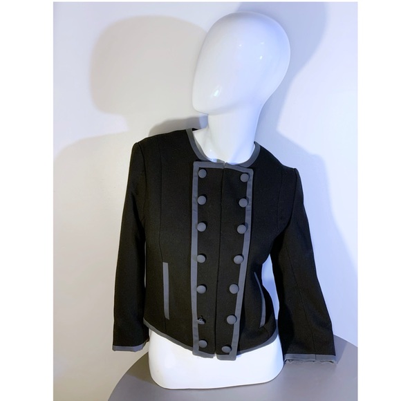 H&M Short Military Style Blazer Size 8 Black - Picture 2 of 7